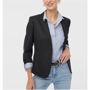 J.Crew Black Wool Blend Preppy Office Work Academia Schoolboy Blazer Size 2